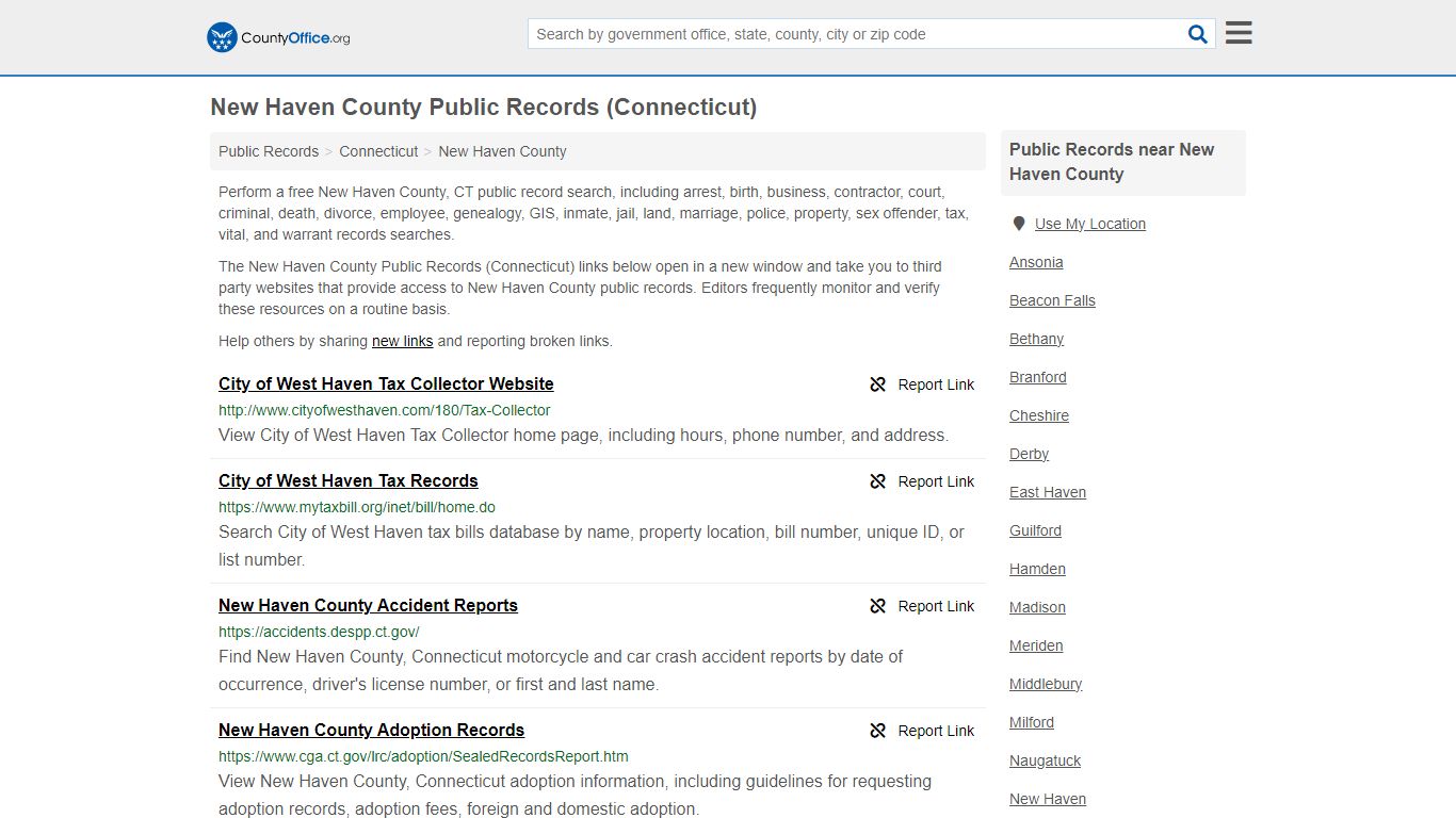New Haven County Public Records (Connecticut) - County Office